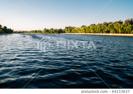 Shichahai Houhai lake at evening in Beijing, China 64213637