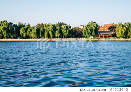 Shichahai Houhai lake and Chinese traditional pavilion in Beijing, China 64213640