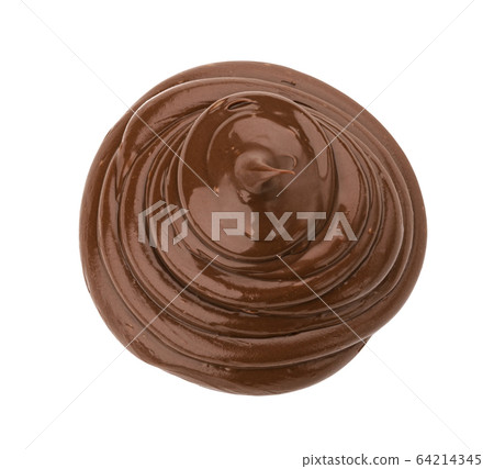 Chocolate cream isolated on white, top view 64214345