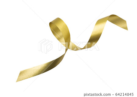 A golden ribbon isolated on a white background A golden ribbon isolated on a white background 64214845