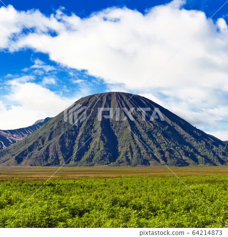 Volcano against blue sky with clouds. Bromo Tengger Semeru Natio 64214873