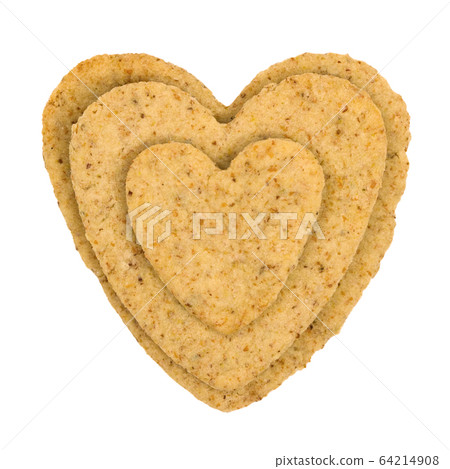 Heart-shaped cookie set isolated on white background. Biscuits f Heart-shaped cookie set isolated on white background. Biscuits f 64214908