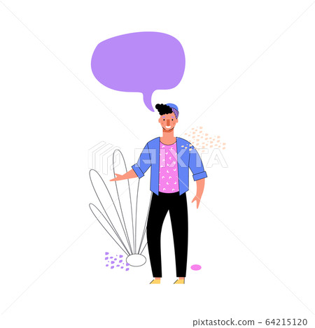 Man with speech bubble or conversation icon cartoon vector illustration isolated. Man with speech bubble or conversation icon cartoon vector illustration isolated. 64215120