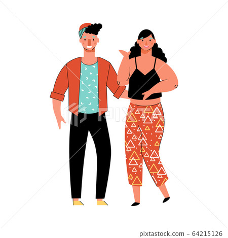 Man and woman cartoon characters in sketch style vector illustration isolated. Man and woman cartoon characters in sketch style vector illustration isolated. 64215126