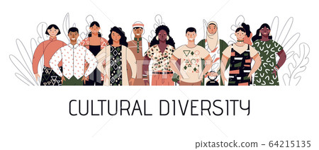 Cultural diversity with multiracial people,... - Stock Illustration ...