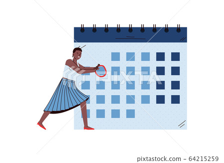 Business woman takes notes on calendar, sketch vector illustration isolated. Business woman takes notes on calendar, sketch vector illustration isolated. 64215259
