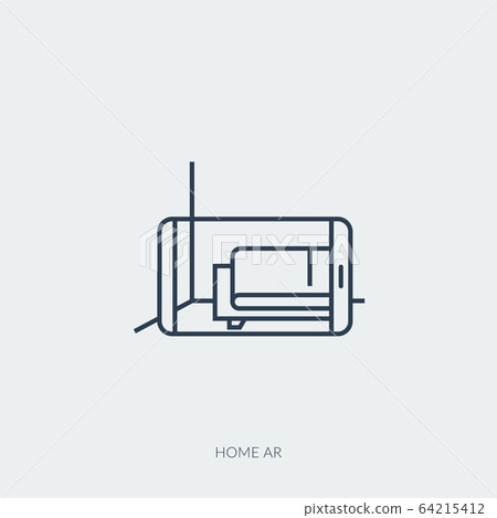 Vector outline icon of virtual reality technology - home AR 64215412
