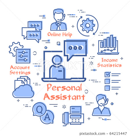 Vector concept of online support - personal assistant icon 64215447