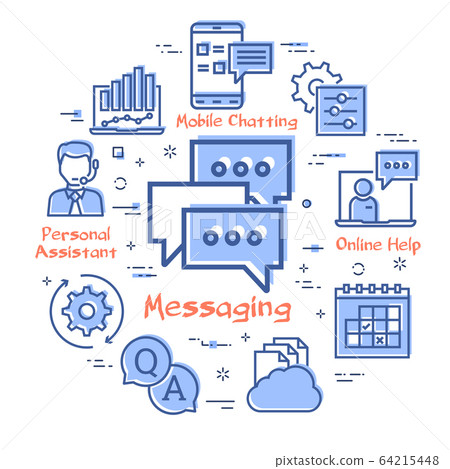 Vector concept of online support - bubble messaging icon 64215448