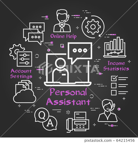 Vector black concept of online support - personal assistant icon Vector black concept of online support - personal assistant icon 64215456