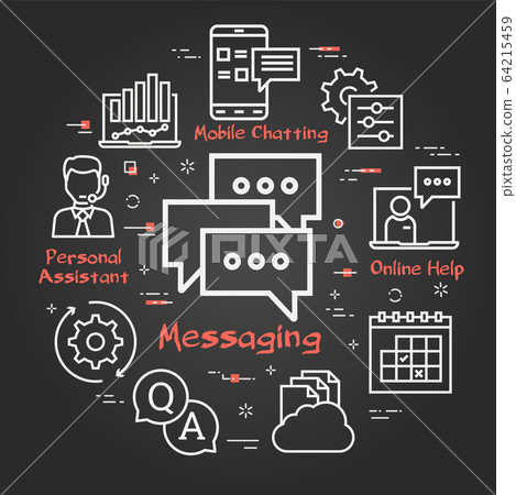 Vector black concept of online support - bubble messaging icon Vector black concept of online support - bubble messaging icon 64215459