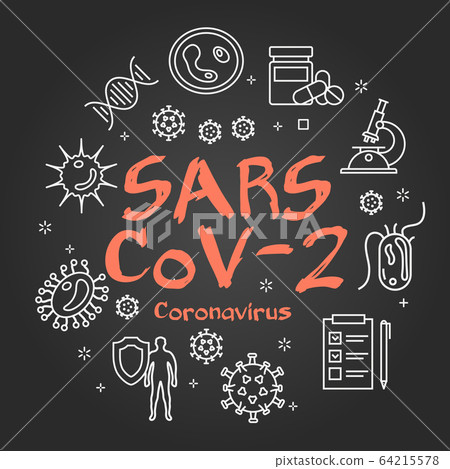 Vector black linear concept of coronavirus... - Stock Illustration ...