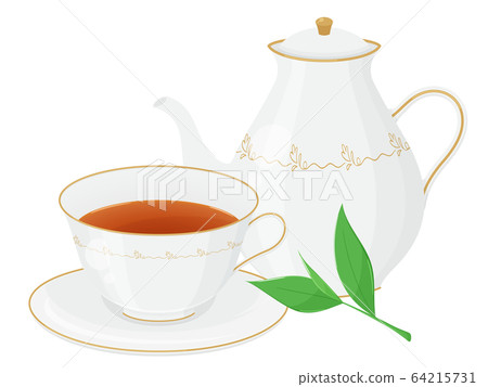 茶圖_茶杯_壺_茶葉 茶圖_茶杯_壺_茶葉 64215731