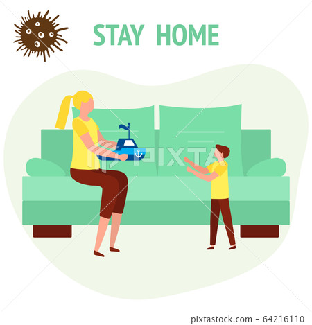 Coronavirus Stop Quarantine Stay home People baby 64216110
