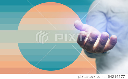 Open palm hand gesture of male hand geometric 64216377