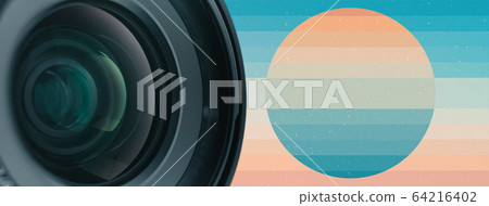 Beautiful camera lens light of glass on a Beautiful camera lens light of glass on a 64216402