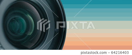 Beautiful camera lens light of glass on a Beautiful camera lens light of glass on a 64216403