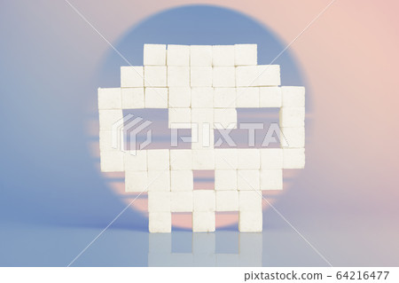 Skull with sugar cubes on a contemporary colors Skull with sugar cubes on a contemporary colors 64216477