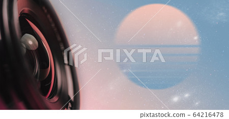 Beautiful camera lens on a abstract landscape Beautiful camera lens on a abstract landscape 64216478