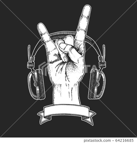 Rock heavy metal, hard rock music hand symbol. Vector icon. Rock heavy metal, hard rock music hand symbol. Vector icon. 64216685