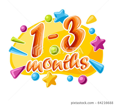 1-3 months old baby colorful numbers, vector illustration 64216688