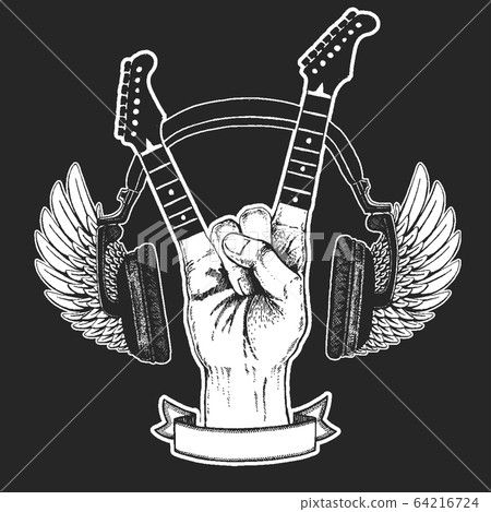 Rock heavy metal, hard rock music hand symbol. Vector icon. Rock heavy metal, hard rock music hand symbol. Vector icon. 64216724