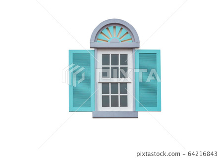 vintage Blue window,isolated on white background 64216843