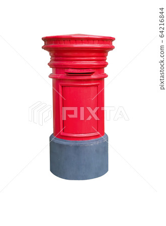 post box isolated on white background with post box isolated on white background with 64216844
