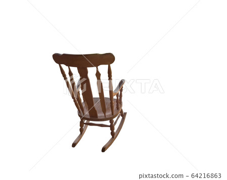 Rear view of a rocking chair, isolated on white 64216863