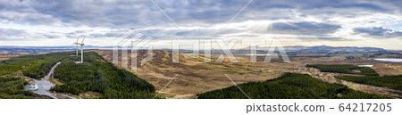 Aerial view of the Clogheravaddy Wind Farm in County Donegal - Ireland Aerial view of the Clogheravaddy Wind Farm in County Donegal - Ireland 64217205