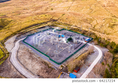 Aerial image of Electricity transmission sub-station in County Donegal - Ireland Aerial image of Electricity transmission sub-station in County Donegal - Ireland 64217214