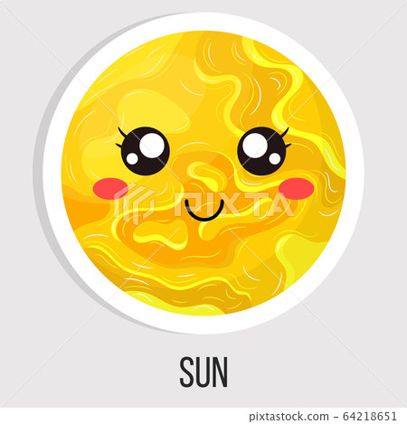 Cartoon cute sun star planet isolated on white 64218651