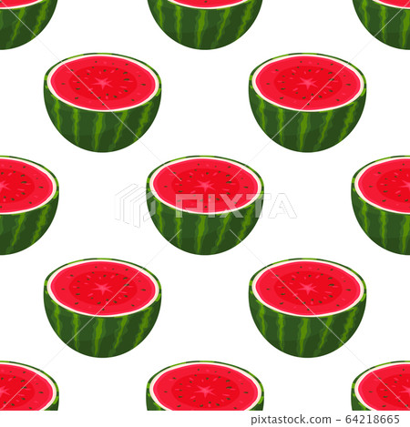 Seamless pattern with fresh cut slice watermelon 64218665