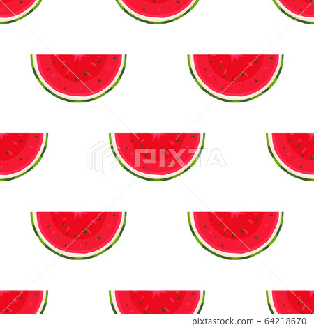 Seamless pattern with fresh cut slice watermelon 64218670