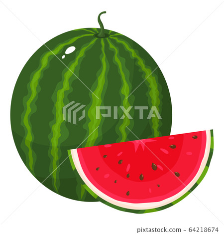 Fresh whole and cut slice watermelon fruit 64218674