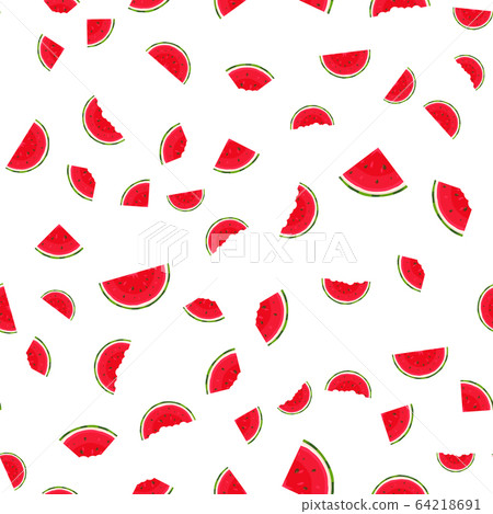 Seamless pattern with fresh cut slice watermelon Seamless pattern with fresh cut slice watermelon 64218691