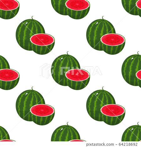 Seamless pattern with fresh whole and cut slice 64218692