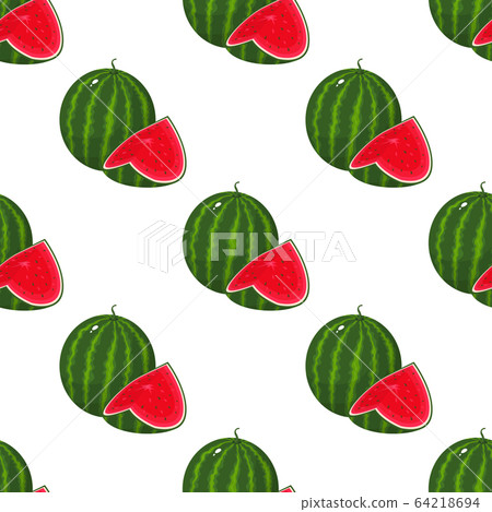 Seamless pattern with fresh whole and cut slice 64218694