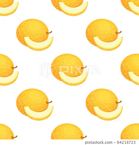 Seamless pattern with fresh whole and cut slice 64218723