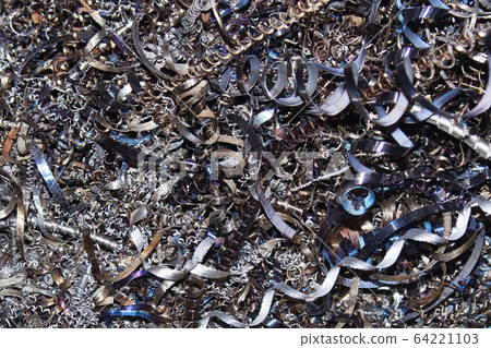metal shavings after work of the machine texture background 64221103
