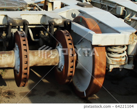 railway trolley wheels waiting in stock 64221104
