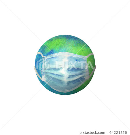 Earth with protective face mask against Coronavirus attack from Wuhan, China 64221856