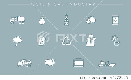 Oil and Gas Industry concept line style vector... - Stock Illustration ...