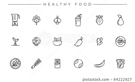 Healthy Food concept line style vector icons set - Stock Illustration ...