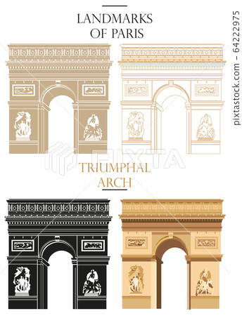 Set of vector Triumphal arch (Landmark of Paris) - Stock Illustration ...