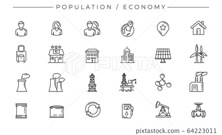 Population and Economy concept line style vector icons set 64223011