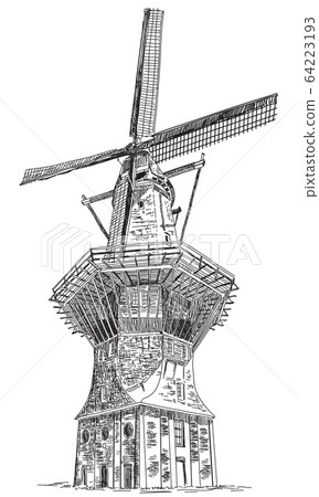 Windmill De Gooyer in Amsterdam vector 64223193