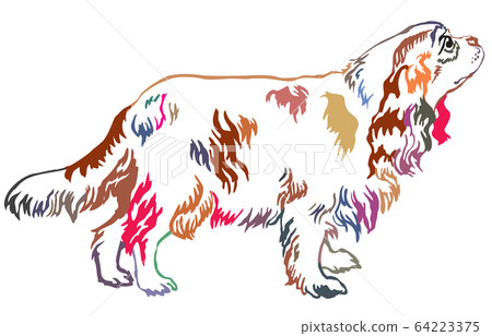 Colorful decorative standing portrait of dog 64223375