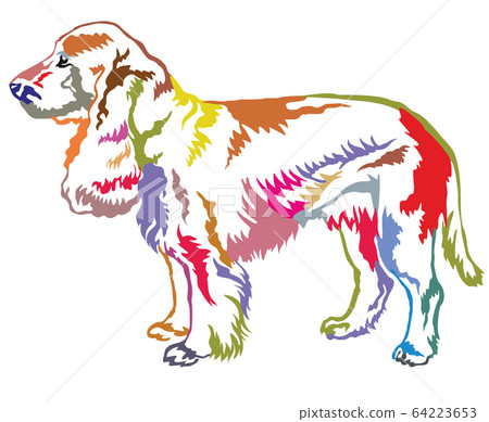 Colorful decorative standing portrait of dog Field 64223653