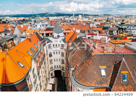Brno city panorama view from Old Town Hall tower in Brno, Czech Republic 64224409